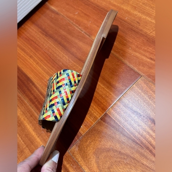 Tory Burch Rafia And Leather Ines Multicolor Slide Sandals 8 - Picture 6 of 9